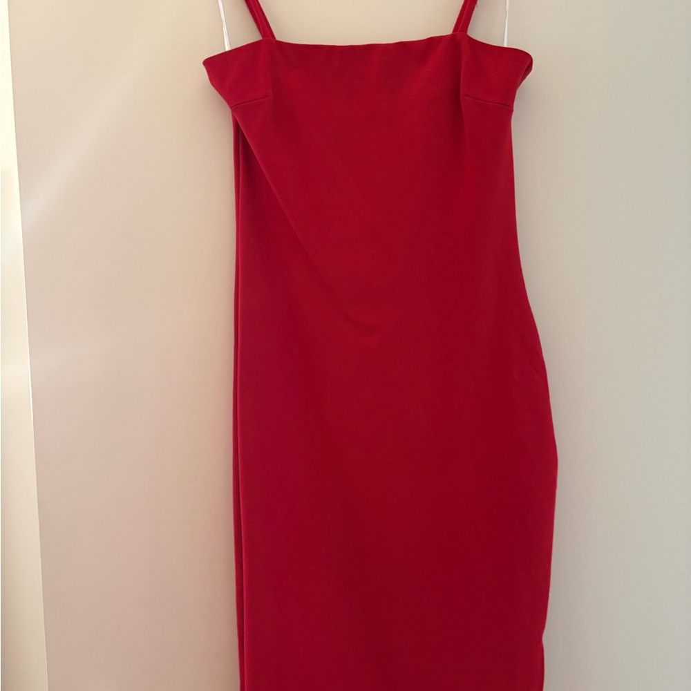 Lulus Red Slip Midi Dress with Spaghetti Straps